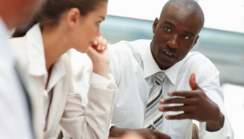 Business colleagues during a meeting in office