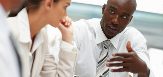 Business colleagues during a meeting in office